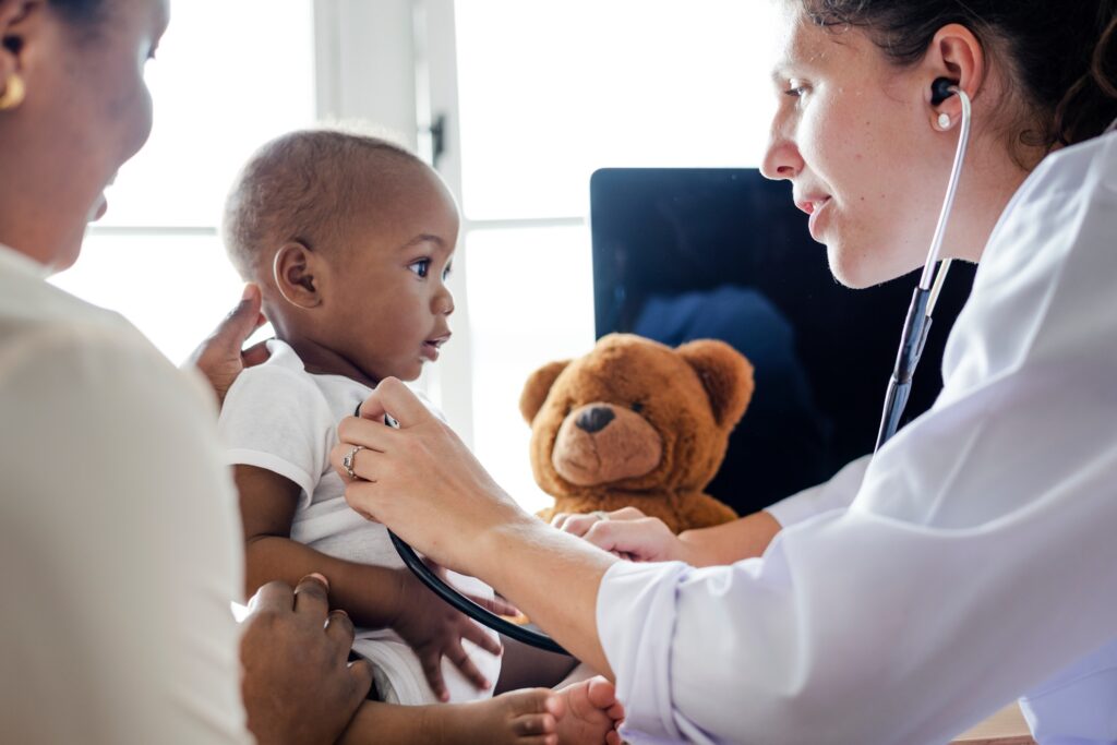 Image of a Baby visiting the doctor for a checkup